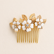 Load image into Gallery viewer, Cherry Blossom Bridal Hair Comb | Crystal Rhinestone Wedding Hair Accessory | Silver, Gold & Rose Gold