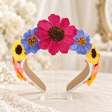Load image into Gallery viewer, 3D Bright Floral Embroidered Bridal Headband