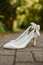 Load image into Gallery viewer, Eliza - Ivory Pearl Satin Sling Backs