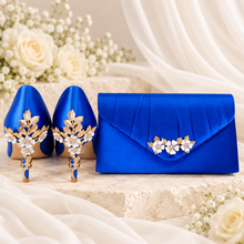 Load image into Gallery viewer, Ivory Cherry Blossom Satin Clutch Bag – Handmade Wedding & Occasion Bag in Your Choice of Colour