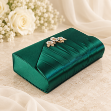 Load image into Gallery viewer, Ivory Cherry Blossom Satin Clutch Bag – Handmade Wedding & Occasion Bag in Your Choice of Colour