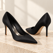 Load image into Gallery viewer, Classic Satin Pointed Toe Court Shoes | 9 cm Heel