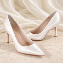 Load image into Gallery viewer, Classic Satin Pointed Toe Court Shoes | 9 cm Heel
