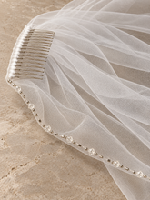 Load image into Gallery viewer, White Crystal Edge Bridal Veil – 100cm
