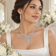 Load image into Gallery viewer, Crystal Fringe Bridal Jewellery Set – Necklace & Earrings