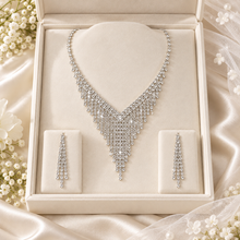 Load image into Gallery viewer, Crystal Fringe Bridal Jewellery Set – Necklace & Earrings