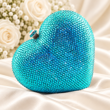 Load image into Gallery viewer, Crystal Rhinestone Heart Clutch Bag - Red Sparkling Evening Purse