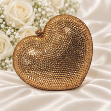 Load image into Gallery viewer, Crystal Rhinestone Heart Clutch Bag - Red Sparkling Evening Purse