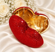Load image into Gallery viewer, Crystal Heart Clutch Bag – Sparkling Bridal & Evening Bag