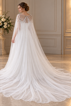 Load image into Gallery viewer, White Crystal Bridal Cape – 300 cm Tulle Poncho – Sale