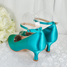 Load image into Gallery viewer, Teal Round Toe Bridal Shoes – UK 4 – Ready to Dispatch