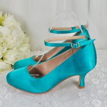 Load image into Gallery viewer, Teal Round Toe Bridal Shoes – UK 4 – Ready to Dispatch