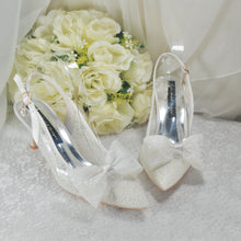 Load image into Gallery viewer, Low Heel Lace Bow Sling Backs