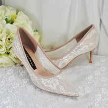 Load image into Gallery viewer, Nude Lace Pointed Toe Court Shoes - UK5 - Ready to Dispatch