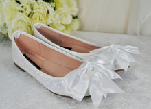 Load image into Gallery viewer, Glitter Ballet Flats with Bow | Wide Fit Available