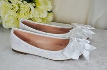 Load image into Gallery viewer, Glitter Ballet Flats with Bow | Wide Fit Available