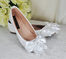 Load image into Gallery viewer, Glitter Ballet Flats with Bow | Wide Fit Available