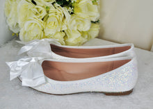 Load image into Gallery viewer, Glitter Ballet Flats with Bow | Wide Fit Available