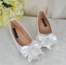 Load image into Gallery viewer, Glitter Ballet Flats with Bow | Wide Fit Available