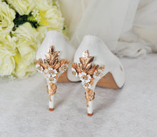 Load image into Gallery viewer, Ivory Shimmer Round Toe with 'Cherry Blossom'