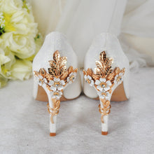 Load image into Gallery viewer, Ivory Shimmer Round Toe with 'Cherry Blossom'