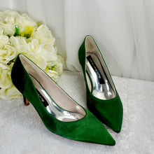 Load image into Gallery viewer, Satin Kitten Heel Wedding Shoes – Handmade Pointed-Toe Bridal Heels