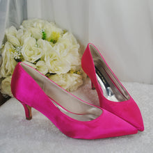 Load image into Gallery viewer, Satin Kitten Heel Wedding Shoes – Handmade Pointed-Toe Bridal Heels