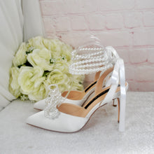 Load image into Gallery viewer, Sling Back Bridal Heels with Pearls