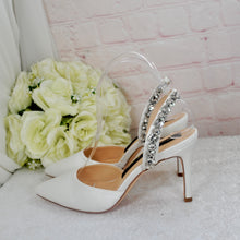 Load image into Gallery viewer, Sling Back Bridal Heels with Crystals