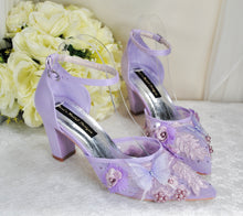 Load image into Gallery viewer, Lilac Butterfly Block Heels