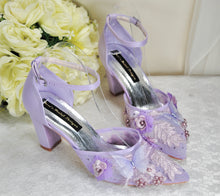 Load image into Gallery viewer, Lilac Butterfly Block Heels