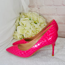 Load image into Gallery viewer, LAST ONE Hot Pink 8cm Heel Pointed Toe Court Shoes Size UK4/US6.5
