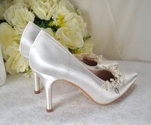 Load image into Gallery viewer, Satin Shoes with Floral Shoe Clip