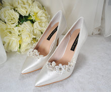 Load image into Gallery viewer, Satin Shoes with Floral Shoe Clip