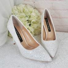 Load image into Gallery viewer, Belle-Inspired Glitter Bridal Shoes | Metal Leaf Wedding Heels