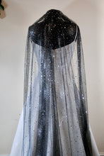 Load image into Gallery viewer, Black Celestial wedding veil sparkling stars
