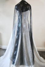 Load image into Gallery viewer, Black Celestial wedding veil sparkling stars