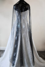 Load image into Gallery viewer, Black Celestial wedding veil sparkling stars