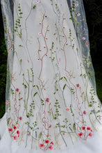 Load image into Gallery viewer, Embroidered Meadow Flower Veil or Cape