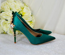 Load image into Gallery viewer, Green Satin with 'Cherry Blossom'