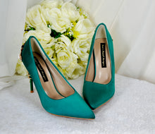 Load image into Gallery viewer, Green Satin with 'Cherry Blossom'