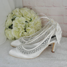 Load image into Gallery viewer, Eliza - Ivory Pearl Satin Sling Backs