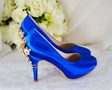 Load image into Gallery viewer, Satin Round Toe with 'Cherry Blossom' | Blue | Other Colours