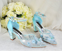 Load image into Gallery viewer, Something Blue Butterfly Block Heels