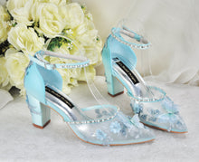 Load image into Gallery viewer, Something Blue Butterfly Block Heels