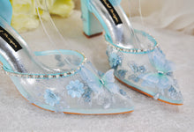 Load image into Gallery viewer, Something Blue Butterfly Block Heels