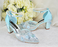 Load image into Gallery viewer, Something Blue Butterfly Block Heels