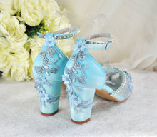 Load image into Gallery viewer, Something Blue Butterfly Block Heels