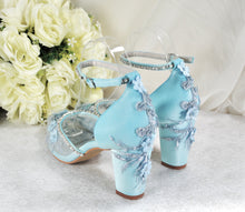 Load image into Gallery viewer, Something Blue Butterfly Block Heels