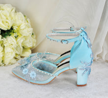 Load image into Gallery viewer, Something Blue Butterfly Block Heels